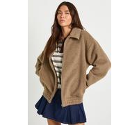 Boohoo Textured Wool Look Jacket In Mushroom mushroom 8