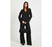 Boohoo Textured Wrap Front Long Sleeve Top And Trouser Co Ord In Black black 10