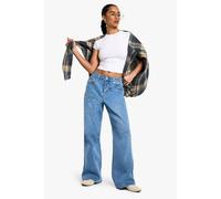Boohoo The Petite High Waist Loose Straight Jean In Light Wash light wash 16/28L