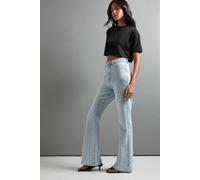 boohoo Women's The Tall High Waist Flare Jean in Bleach Wash | Size: 8