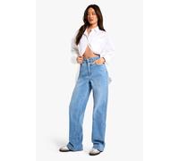 boohoo Women's The Tall High Waist Loose Straight Jean in Light Wash | Size: 10/36L