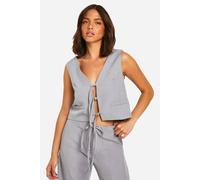 Boohoo Tie Front Tailored Waistcoat In Grey Marl grey marl 10