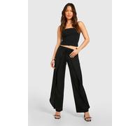Boohoo Tie Front Wrap Detail Trouser In Black black 16