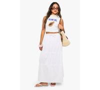 Boohoo Tiered Cotton Maxi Skirt In White white XL