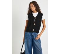 Boohoo Toggle Button Cable Knit Waistcoat In Black black M