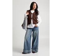 Boohoo Toggle Button Cable Knit Waistcoat In Chocolate chocolate M