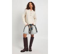 Boohoo Toggle Detail Oversized Knitted Hoody In Camel camel M