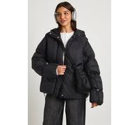 Boohoo Toggle Detail Oversized Puffer Jacket In Black black 12