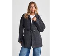 boohoo Women's Toggle Detail Wool Look Jacket in Black | Size: 16