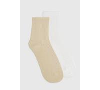 Boohoo Tonal Fluffy Knit Socks 2 Pack In Mocha mocha One Size