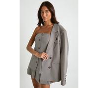 Boohoo Tonal Mini Check Tailored Bandeau Top In Stone stone 14