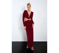 Boohoo Trim Detail Cut Out Maxi Dress In Burgundy burgundy 16