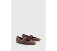 Boohoo Triple Strap Mary Jane Ballet Flats In Burgundy burgundy 5
