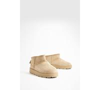 boohoo Women's Ultra Mini Faux Fur Lined Boots in Sand | Size: 3