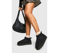Boohoo Ultra Mini Platform Faux Fur Lined Boots In Black black 7