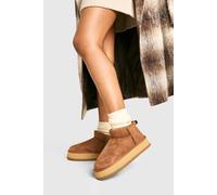 Boohoo Ultra Mini Platform Faux Fur Lined Boots In Chestnut chestnut 8