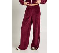 Boohoo Velour Contrast Piping Straight Leg Jogger In Burgundy burgundy XS