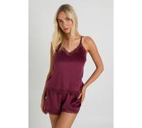 Boohoo Velour Fleece Cami Top & Shorts Lounge Set In Burgundy burgundy 12