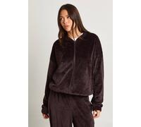 Boohoo Velour Zip Through Bomber Jacket In Chocolate chocolate XS