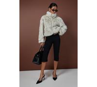 Boohoo Vintage Look Faux Fur Funnel Neck Jacket In Off White off white 12