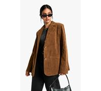Boohoo Vintage Look Faux Suede Relaxed Fit Blazer In Tan tan 14