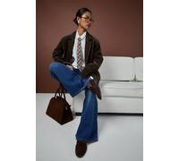 Boohoo Vintage Look Suedette Oversized Blazer In Chocolate chocolate 16