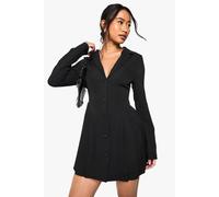 Boohoo Volume Frill Blazer Dress In Black black 12