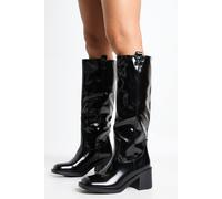 Boohoo Western Block Heel Knee High Boots In Black black 3