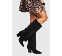 Boohoo Western Detailed Foldover Boot In Black black 7