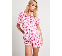 Boohoo Western Print Short Sleeve Shirt & Shorts Pyjama Set In Pink pink 10