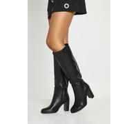 Boohoo Wide Fit Block Heel Knee High Boots In Black black 4