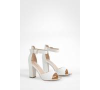 Boohoo Wide Fit Buckle Detail 2 Part Block Heels In White white 7