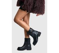 Boohoo Wide Fit Buckle Detail Chunky Ankle Boots In Black black 3