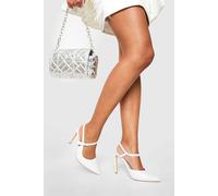 Boohoo Wide Fit Buckle Detail Sling Back Court Heel In White white 8