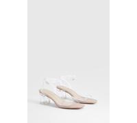 Boohoo Wide Fit Clear Low Block Heels In Nude nude 5