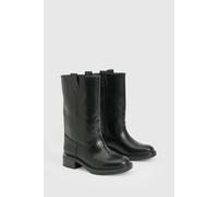 Boohoo Wide Fit Column Calf High Boots In Black black 3