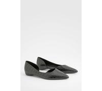 Boohoo Wide Fit Cut Out Croc Pointed Flats In Black black 4
