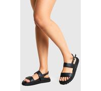 Boohoo Wide Fit Double Strap Sandals In Black black 3