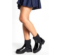 Boohoo Wide Fit Elastic Sock Chelsea Boots In Black black 7