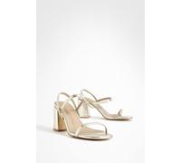 boohoo Women's Wide Fit Elasticated 2 Part Block Heels in Gold | Size: 7