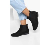 Boohoo Wide Fit Faux Suede Flat Chelsea Boots In Black black 3