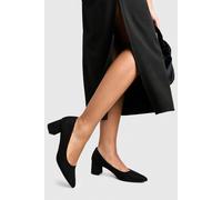 Boohoo Wide Fit Faux Suede Low Block Court Shoe In Black black 4