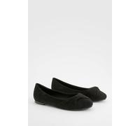 Boohoo Wide Fit Faux Suede Twist Detail Ballet Flats In Black black 4
