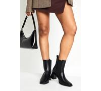 Boohoo Wide Fit Flared Stacked Heel Chelsea Boots In Black black 4