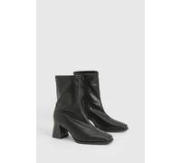 Boohoo Wide Fit Flared Stacked Pointed Sock Boots In Black black 7