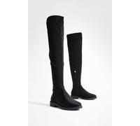 Boohoo Wide Fit Flat Stretch Over The Knee Boots In Black black 4