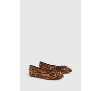 Boohoo Wide Fit Leopard Print Bow Ballet Pumps leopard 3