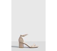 Boohoo Wide Fit Low Block Barely There Heels In Nude nude 8