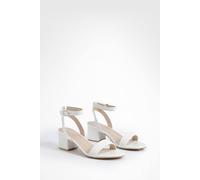 Boohoo Wide Fit Low Block Barely There Heels In White white 6
