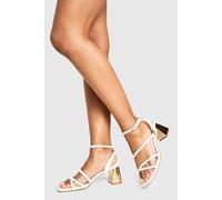 Boohoo Wide Fit Low Block Strappy Statement Heels In White white 3